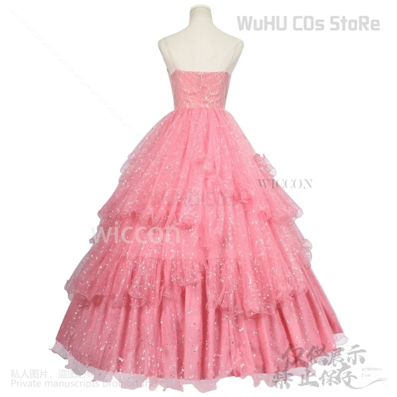 Glinda Wicked Cosplay Anime Movie Costume Pink Dress Lolita Evening Cute Suit Wig Halo Earing Set For Halloween Girls Customized