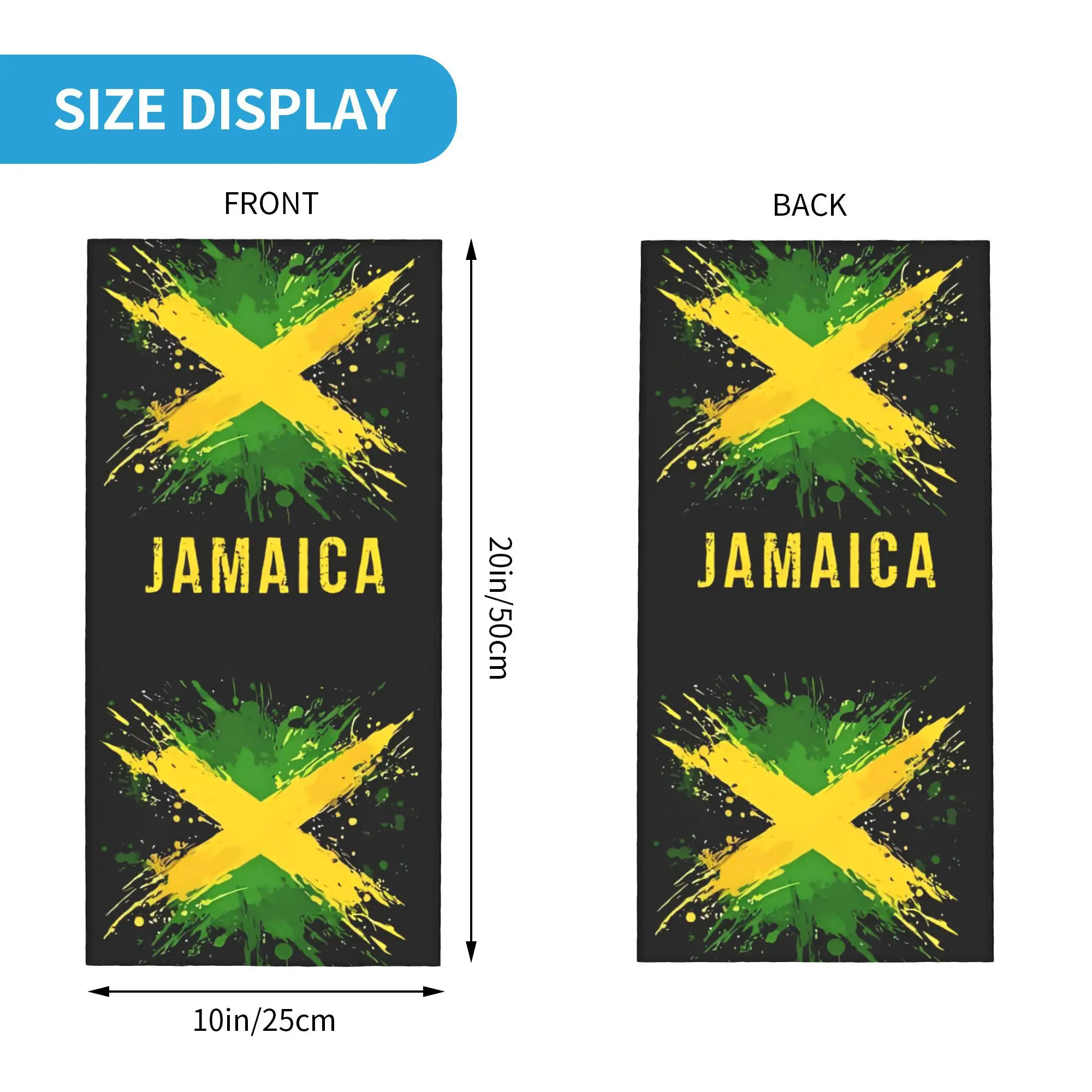Custom Jamaica Neck Gaiter Men Women UV Face Shield Winter Classical Jamaican Flag Bandana Scarf for Cycling