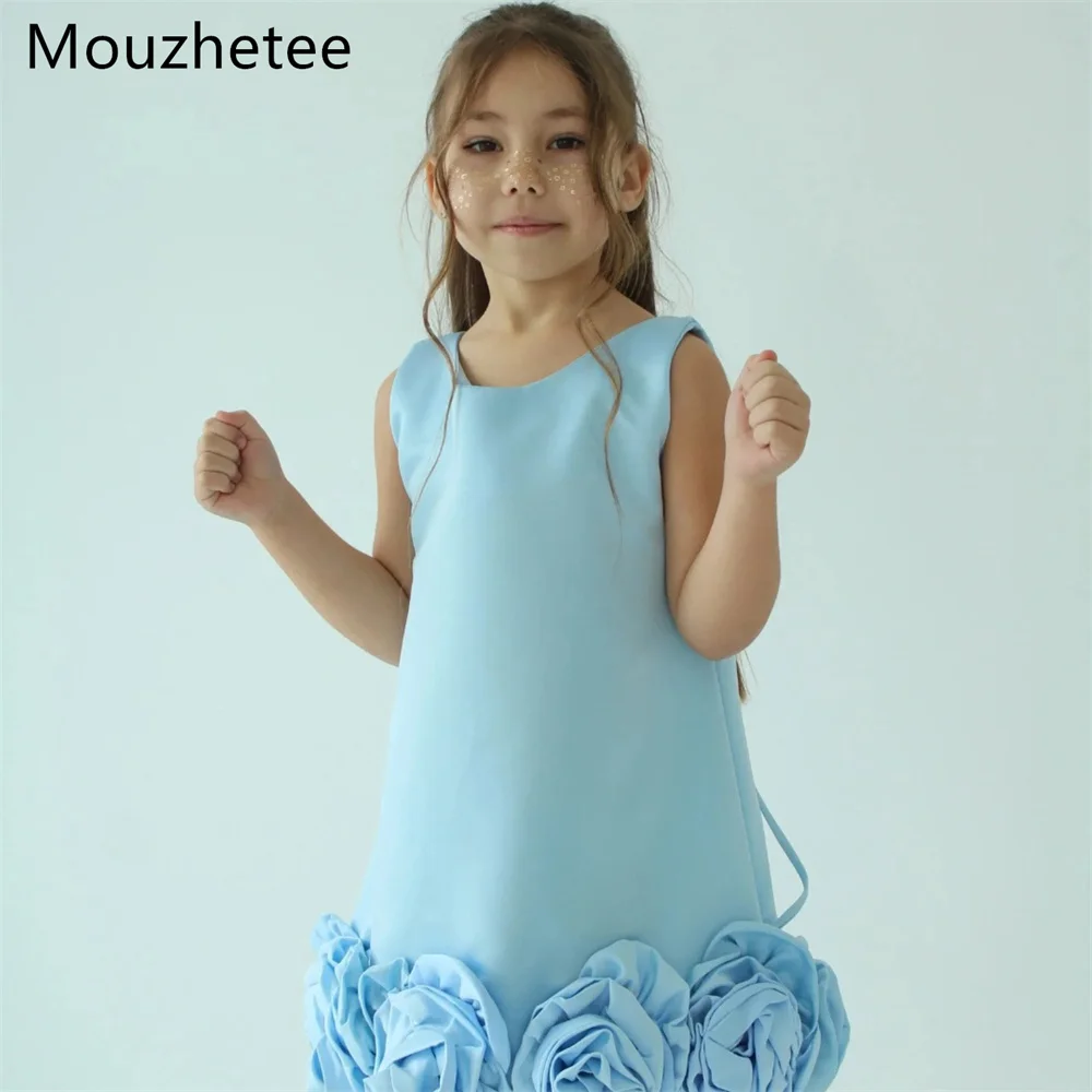 

Mouzhetee A-Line O-Neck Sleeveless Flowers Girl Dresses Wedding Party Dress for Kids Flowers Girls Prom Gowns Customized 2026