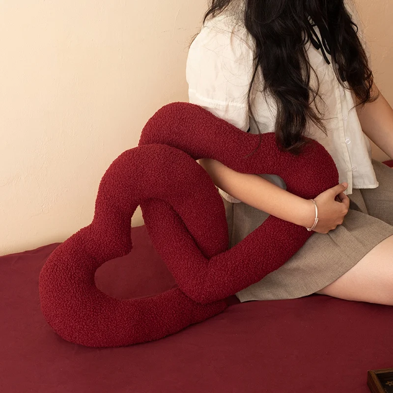 Oreiller en peluche avec nœud d'amour rouge 40x70cm, coussin romantique en peluche, décoration de canapé et de chaise, cadeau pour petite amie