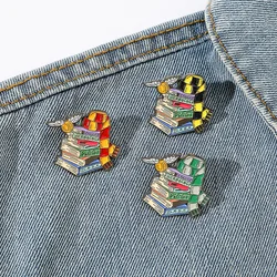 New Harries Kawaii Movie Peripherals Brooch School of Magical Books Badge Backpack Clothes Enamel Pins Accessories Jewelry Gifts