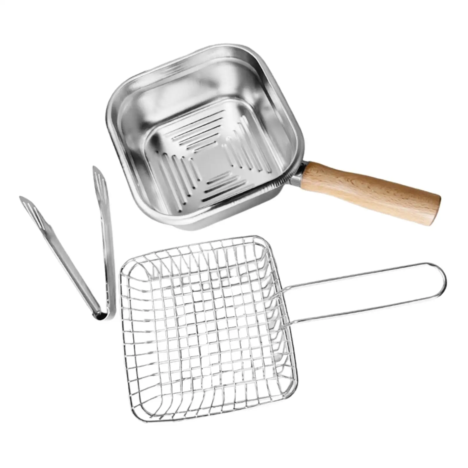 소스 치킨용 식품 집게가 있는 휴대용 바구니가 있는 미니 딥 프라이어