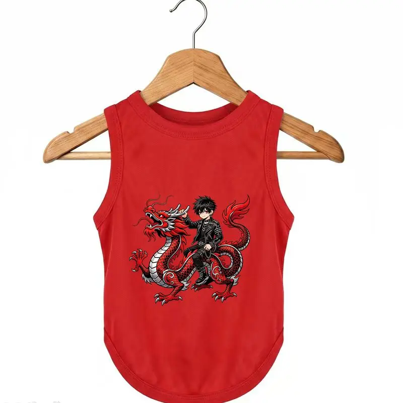 

Pet Dog Summer Vest Cool Dragon Print Breathable Quick Dry Pup