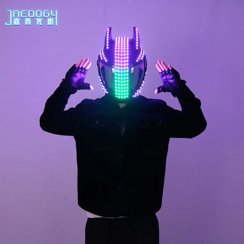 

Flashing Colorful LED Mask, New Luminous Helmets, Music Festival, Stage Night Show, Lighting Helmet, Robot Glowing Props