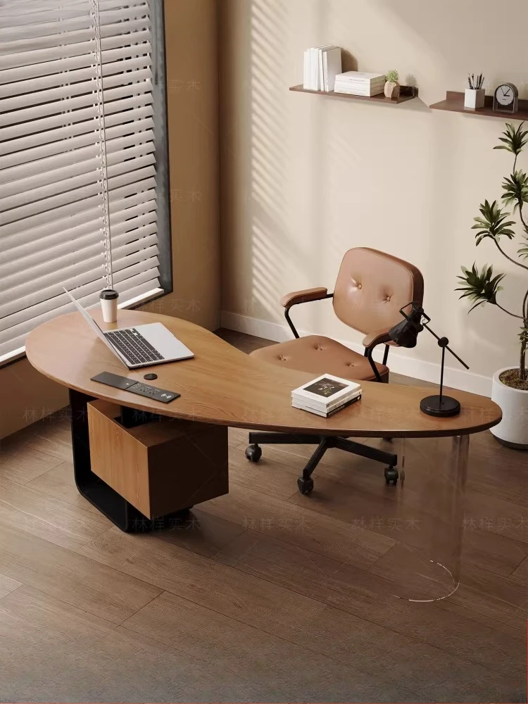 Solid wood desk Boss table President's office Computer desk Workbench with socket Living room