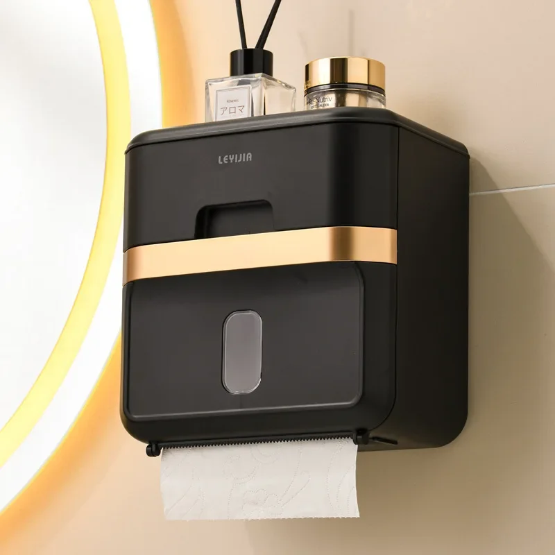 Toilet Paper Holder Box holder Bathroom Rack Waterproof Reel Tissue Storage Box Punch-free Kitchen Bathroom Storage Holder