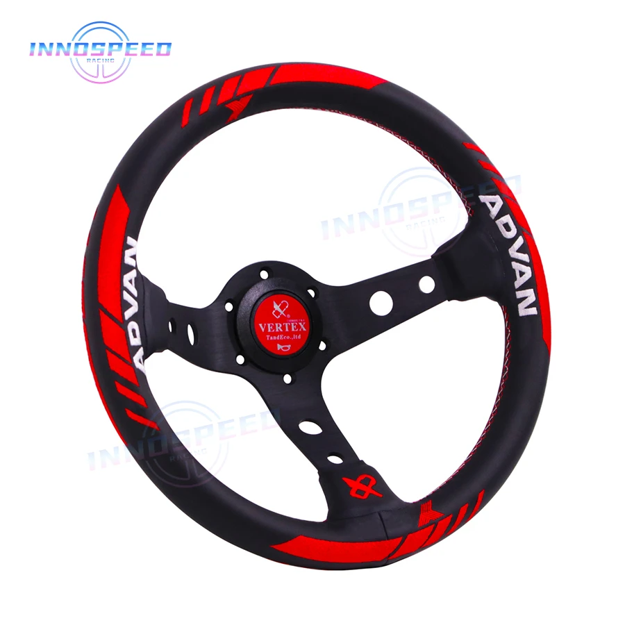 Vertex x Advan Collab Limited Edition Steering Wheels 13inch Deep Corn JDM Sport Leather Steering Wheel for Racing Game