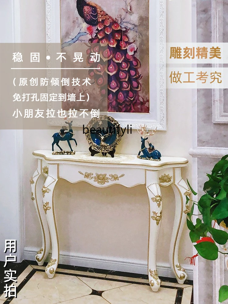 European-Style Table Wall Side View Corridor Side Cabinet Partition Living Room Light Luxury Semicircle Doorway Decoration