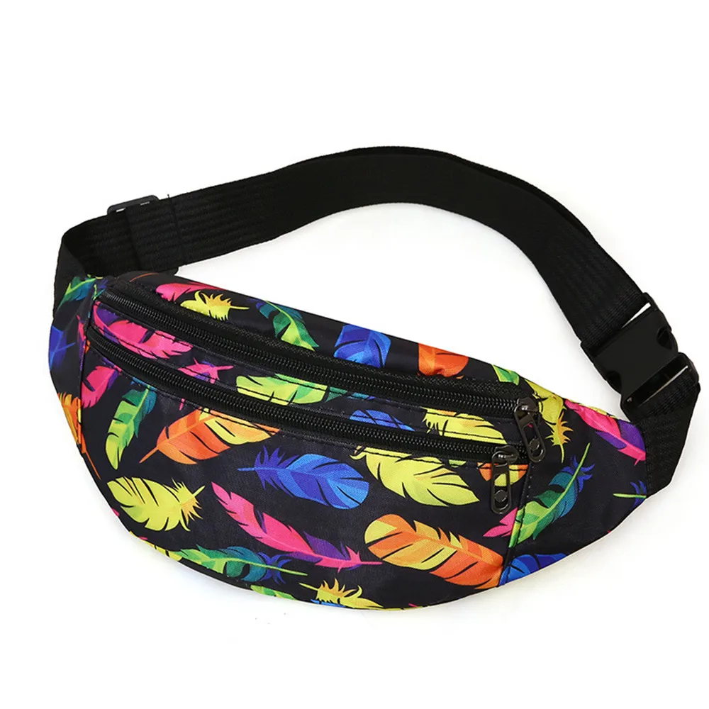 2022 Printed Waist Bag Women Fanny Pack Colorful Girls Bum Bag Travel Kids Cartoon Belt`s Bag Festival Mobile Phone Pouch Purse