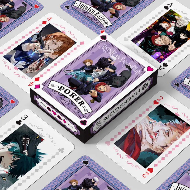 Anime Poker Toy Jujutsu Kaisen Gioco da tavolo Carte Gojo Satoru Itadori Yuji Cosplay Regalo con copertina rigida