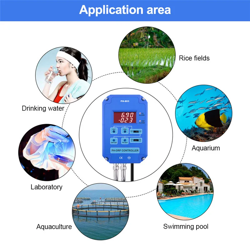 Controlador digital 2 e 1 ph orp redox com monitor de relé de potência de saída para aquário hidroponia planta piscina spa bnc sonda substituível