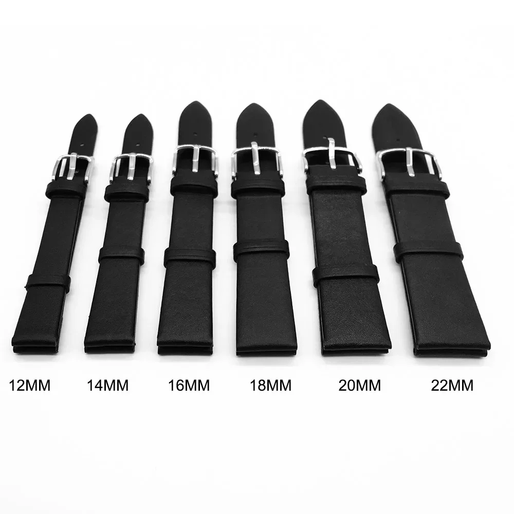 جلد العجل حزام ساعة اليد 12 مللي متر 14 مللي متر 16 مللي متر 18 مللي متر 20 مللي متر 22 مللي متر حزام ساعة جلد طبيعي مع مشبك دبوس فضي #4