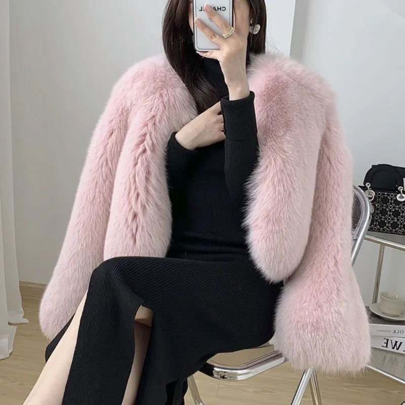 Fur Coat Women 2024 Winter New Jacket Short Warm Coat Lady Clothing