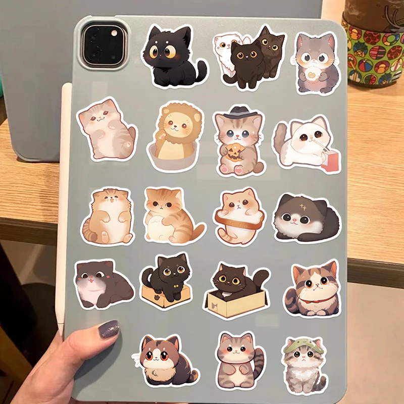 50 قطعة لطيف جولة العينين القط الكتابة على الجدران ملصقات الكرتون الشارات كأس القرطاسية الغيتار الهاتف المحمول حقيبة الكتابة على الجدران الاطفال اللعب هدية