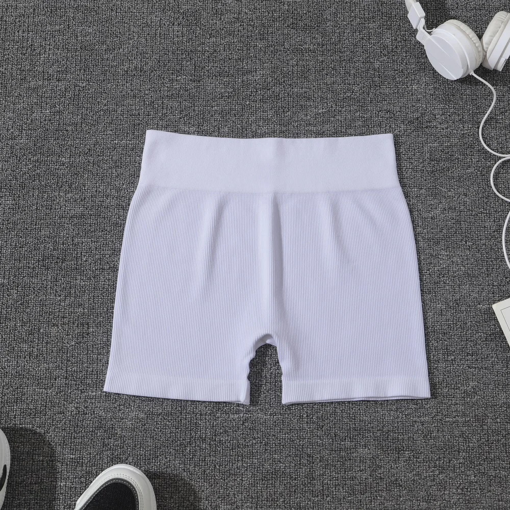 Women's Seamless Yoga Sports Shorts, Suitable For Gym Workout, Cycling, Running, White Tight Pants, Summer