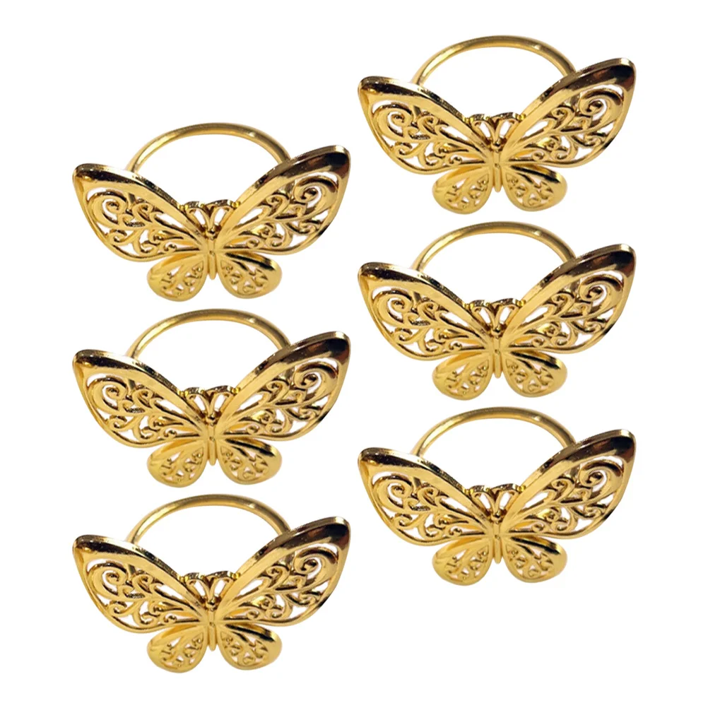 

6 шт. металлические кольца для салфеток в форме бабочки, золотые декоративные пряжки для салфеток, обеденный стол, принадлежности для свадебной вечеринки в отеле, товары для вечеринок
