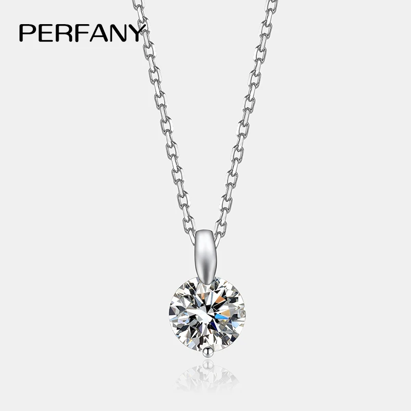 

PERFANY 1-3CT Moissanite Necklace for Women S925 Pure Silver Laboratory Diamond Pendant Classic Fashion Jewelry Party Gift