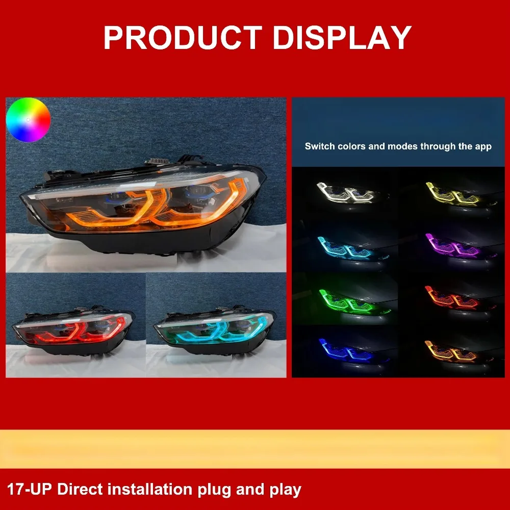 New Drl Rgb Colour Control by Phone Headlight for 8 Series M8 G14 G15 G16 F91 F92 F93 2017-UP Car Lights Led Headlight