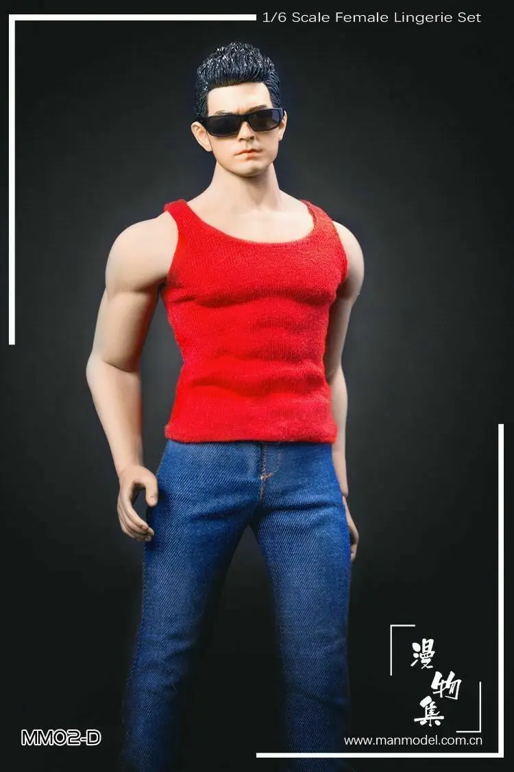 

Custom 1/6 Scale Red T-shirt vest Clothes For 12" Male & Female Body Dolls