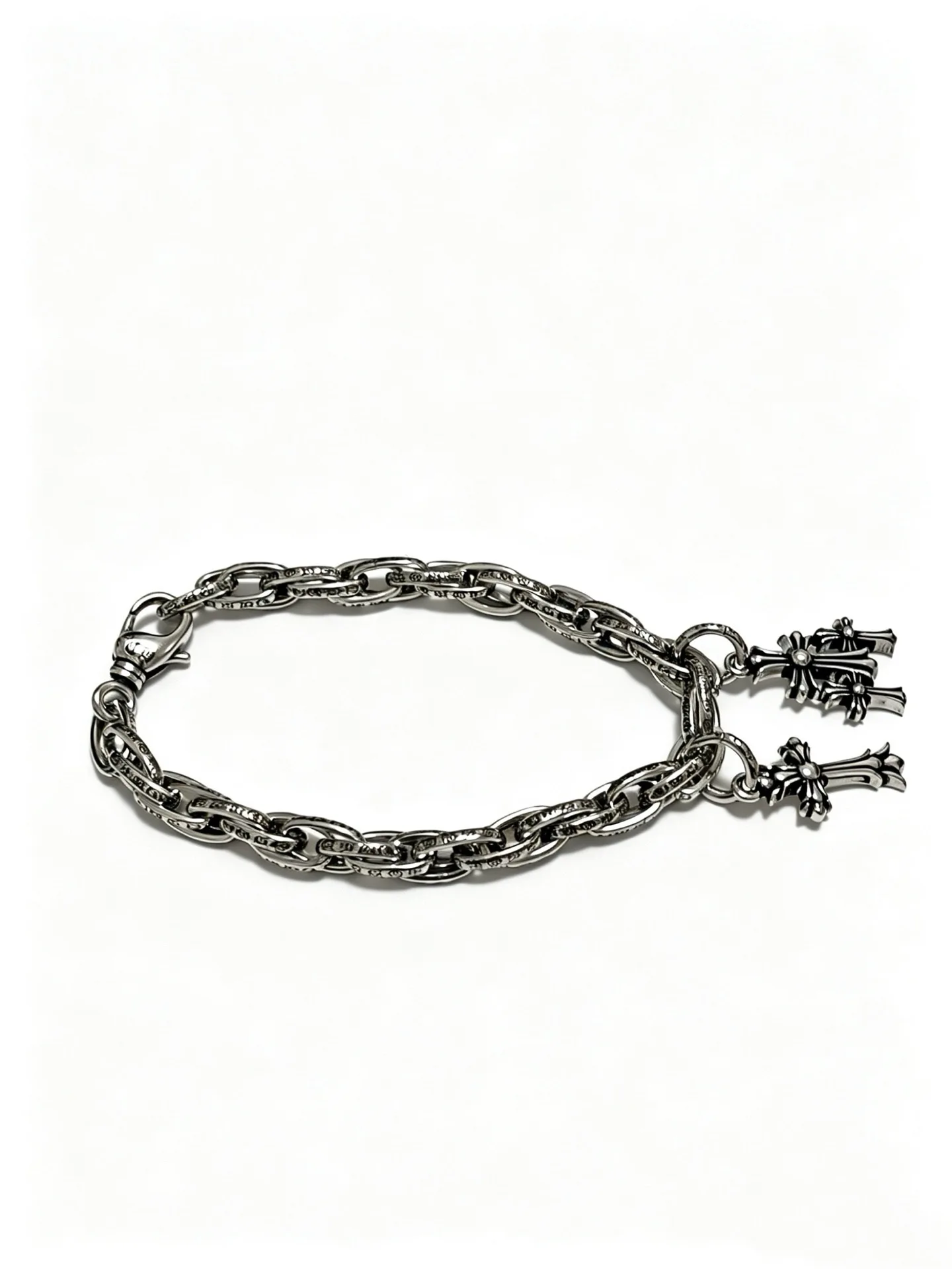 S925 Sterling Silver Cross Hip Hop Personality European and American Couple Bracelet Vintage Letter CH Bracelet