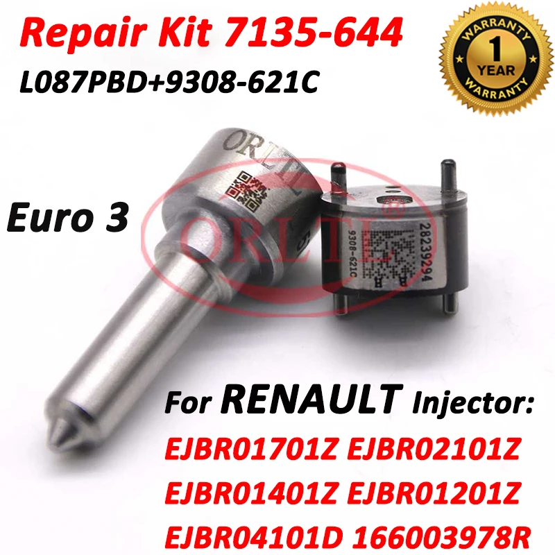 NOZZLE (L087PBD ) INJECTOR VALVE 9308-621C REPAIR KITS (7135-644)FOR for EJBR01701Z EJBR04101D EJBR01401Z EJBR01201Z EJBR02101Z