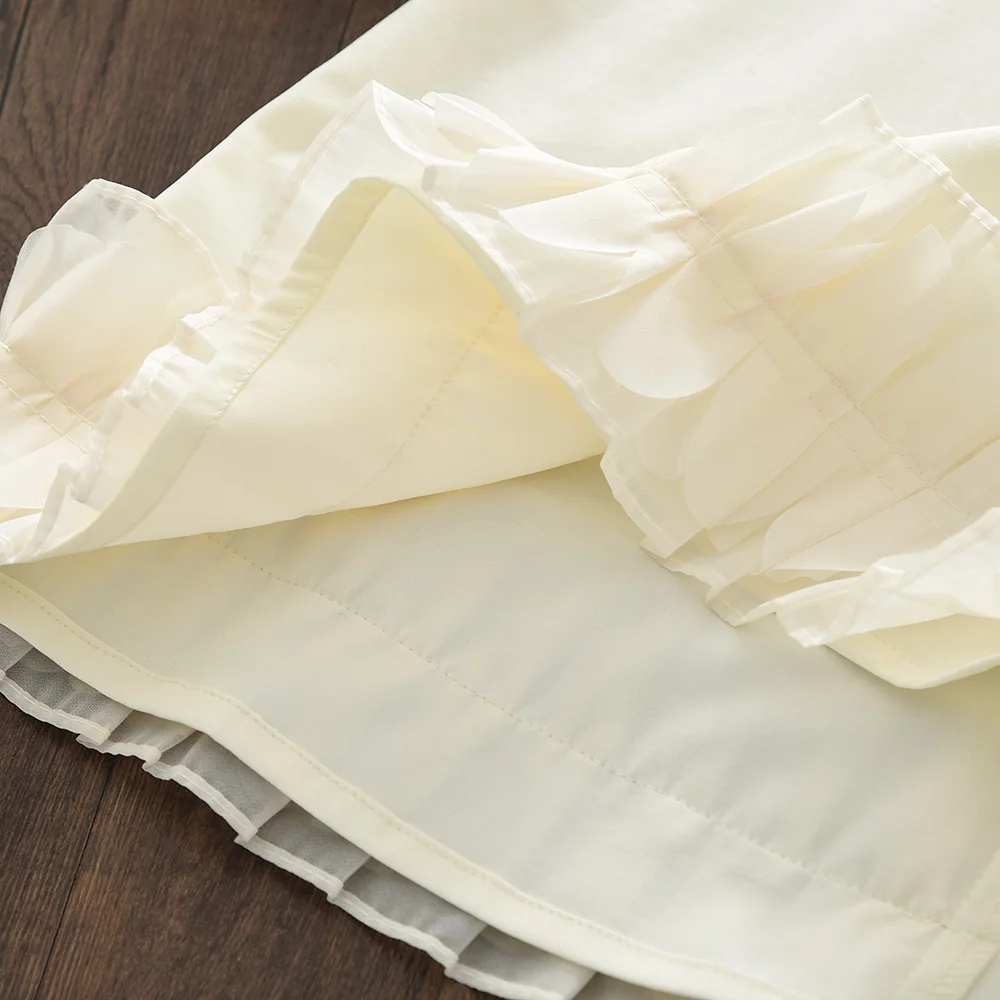 الصيف 3-7 سنوات الفتيات موضة ملابس للحفلات الحلو بلون أكمام س الرقبة فستان مكشكش 1 قطعة الاطفال ملابس بسيطة غير رسمية #6