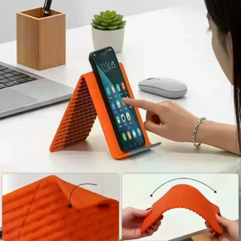 1Pcs Portable Adjustable Multi-Angle Desktop Stand Flexible Foldable Silicone Phone Holder For Laptop Tablet Home Office