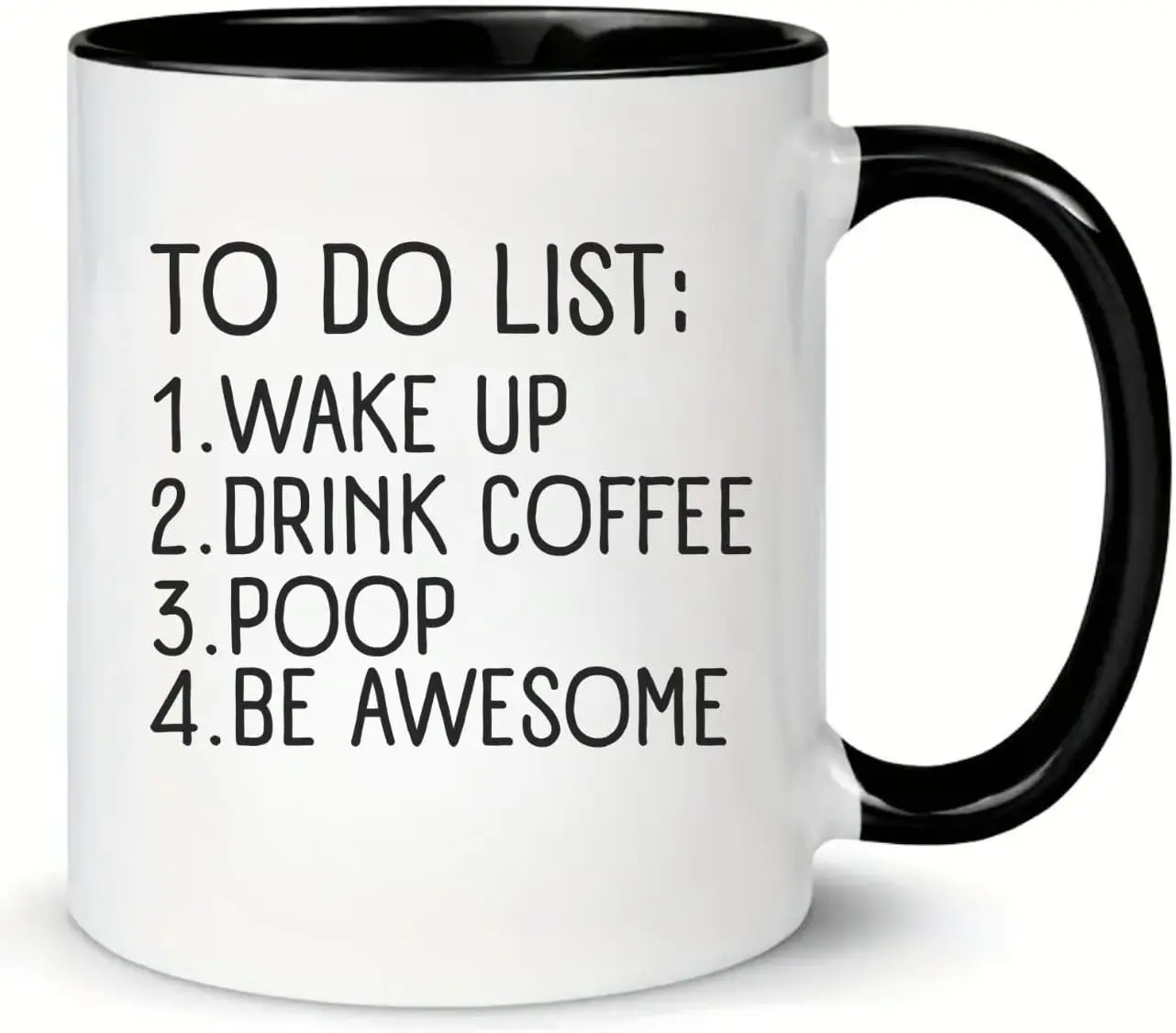 MissDaisy-To Do List Wake Up Drink Coffee Poop Be Awesome Funny Quote Coffee Mug, Motivational Mug, Fun Mugs, Funny Gift