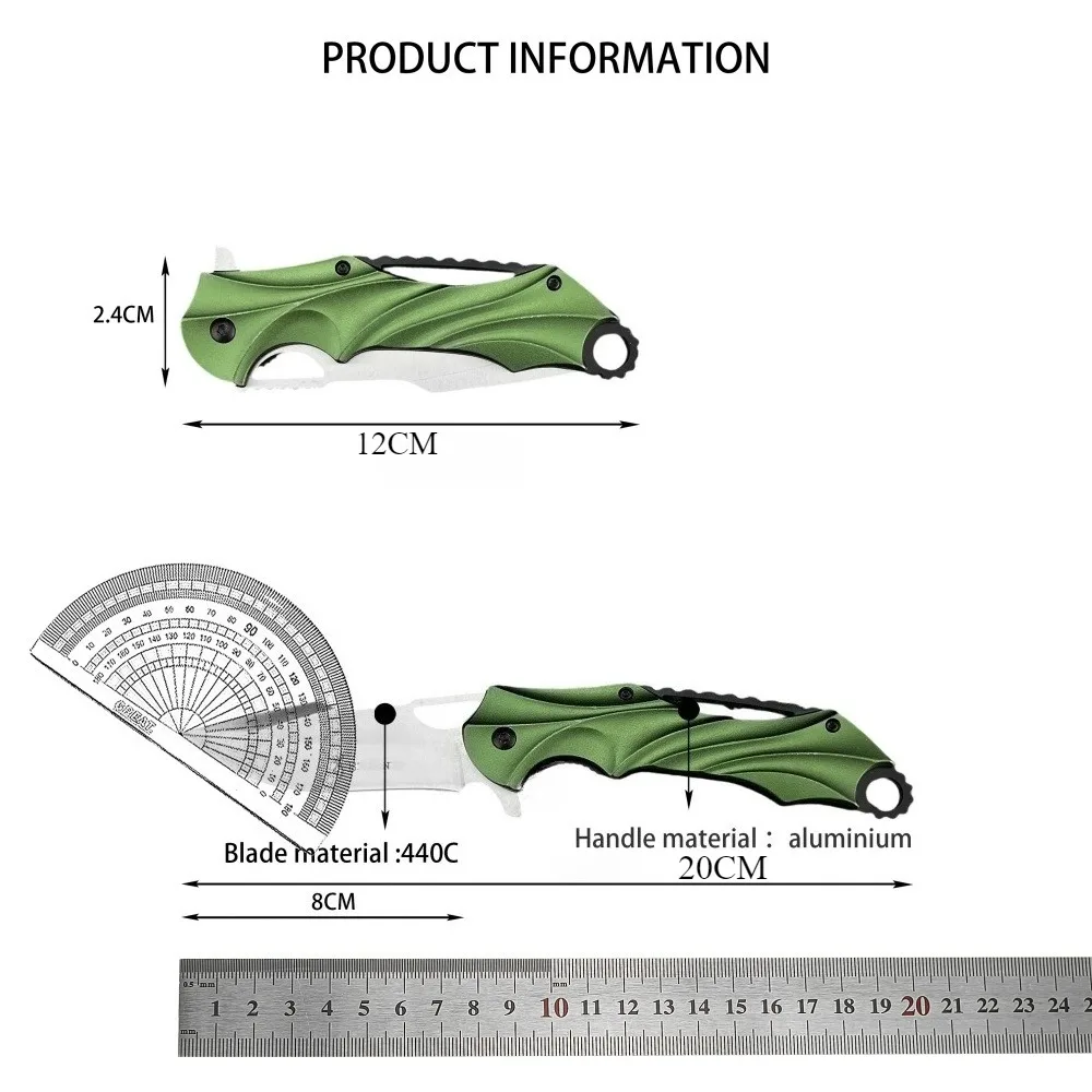 Couteau pliant de poche extérieur CJH420 de haute qualité, lame 440C, manche en aluminium, outils d'aventure EDC, couteau de coupe Portable de Camping