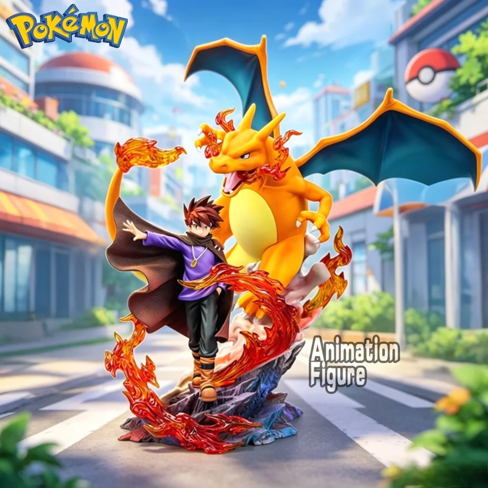

17cm Anime Pokemen Figure Charizard Gary Oak Action Figures Pvc Statue Desktop Ornamen Collection Model Toys Gifts