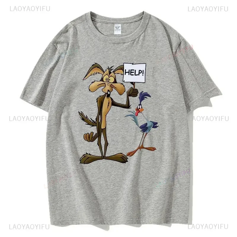 

Funny Wile E Coyote Tee Shirt Men Women Cartoon Casual T-shirt Graphic Cotton Tops Streetwear Y2k Tshirt Hip Hop Gothic Clothes