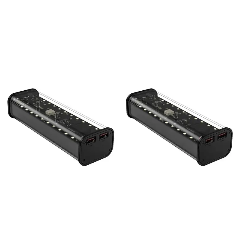 Superior-2X 21700 Battery Storage Box 4 Slots DIY Power Bank Box For 21700 Dual USB Output Typec Input Black