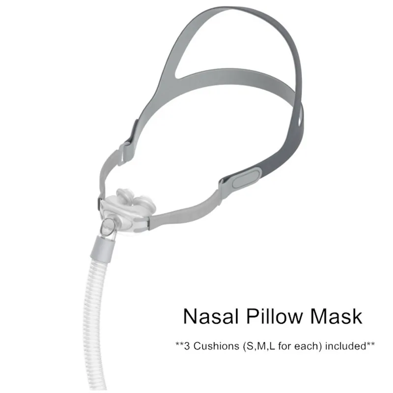 CPAP Pillow Mask Ventilator Nasal Pillow Mask Respirator Accessory Anti Snoring Sleep Apnea SML All Sizes Cushions Included