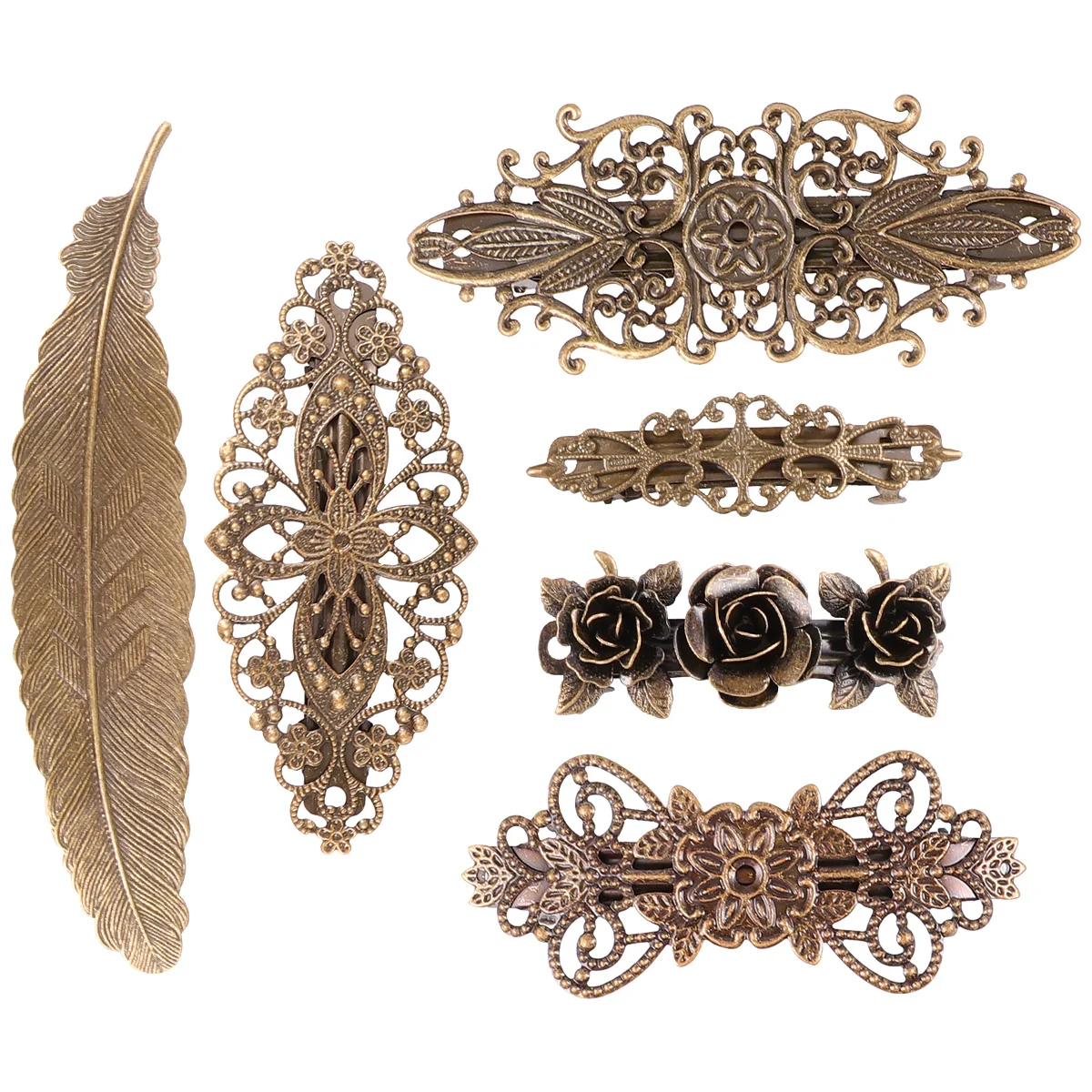 

6Pcs Vintage Hair Pin Copper Barrettes European Style Accessories for Women Girls Ladies Durable Attractive Design