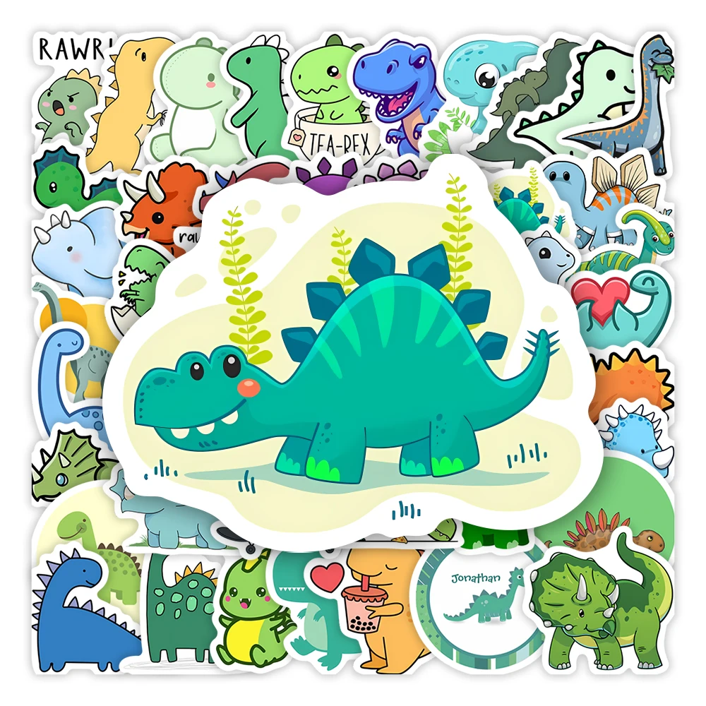 Cartoon Dinosaur Stickers Kids DIY Toys Gift Waterproof Decal for Scrapbook Diary Laptop Phone Luggage Decorative