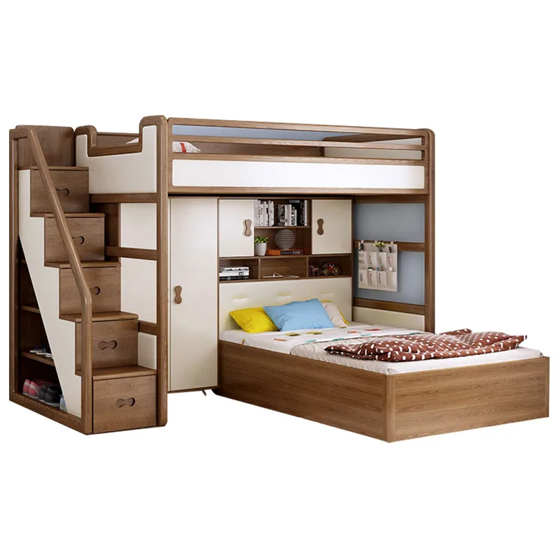 *Modern Bunk Beds Space-Saving Wooden Kids' Furniture for Bedroom School Hotel Apartment Use