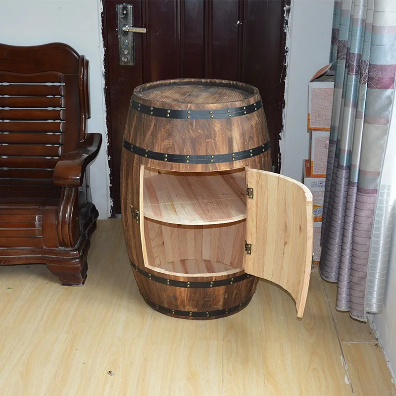 Oak Barrel Locker Wine Rack Opening Wine Barrel Locker Solid Wood Beer Winel Decorative