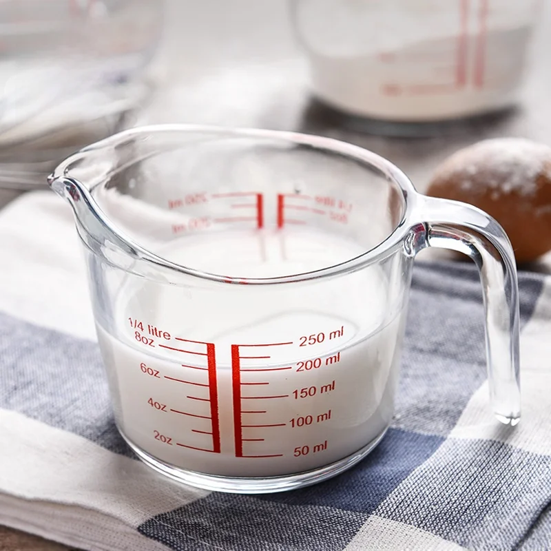 

Tempered Glass Measuring Cup 000ml Heat Resistant Microwave Se Milk Cup Breakfast Cup with Sc for Home Use