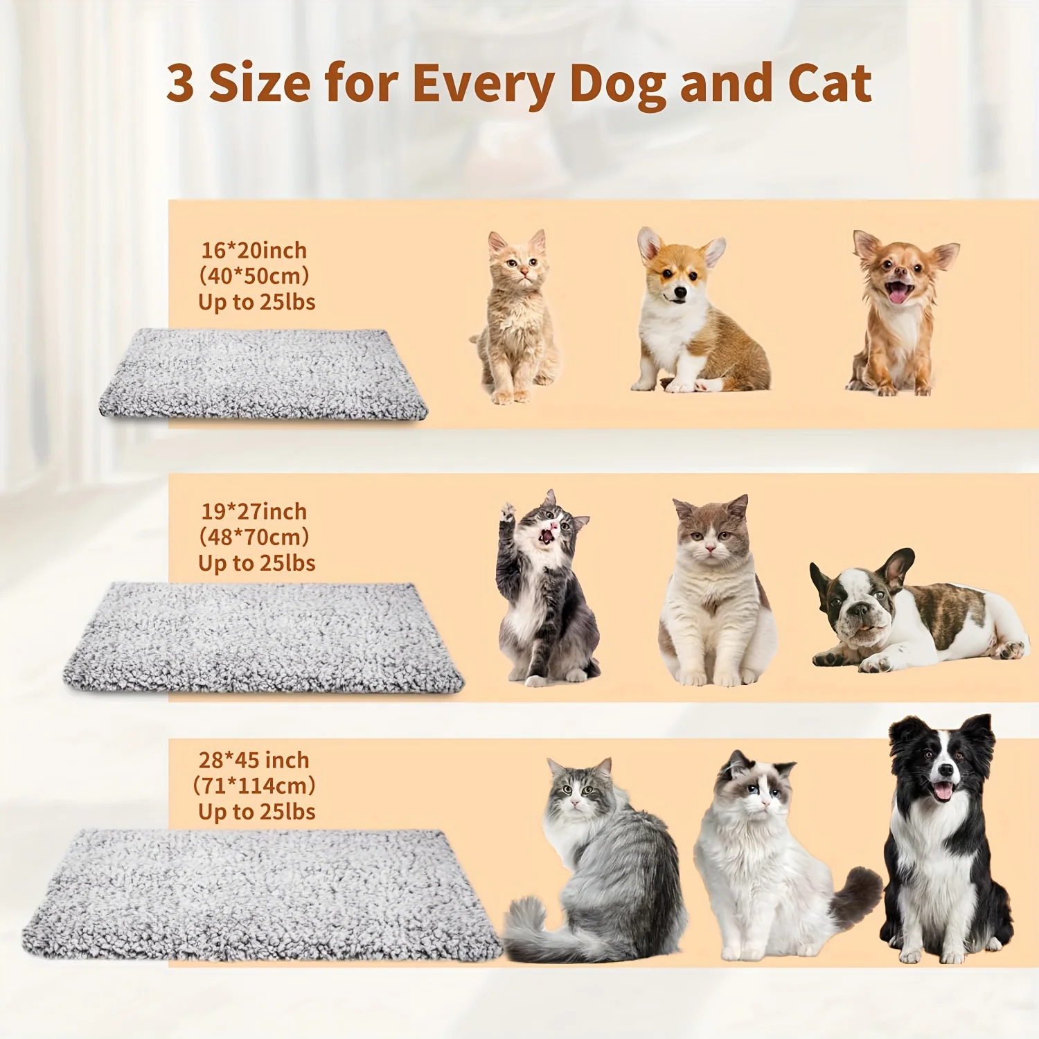 1pc Self Warm Pet Mat Pet Heating Pad For Dog And Cat, Cat Bed Mat With Removable Cover And Non-Slip Bottom Washable