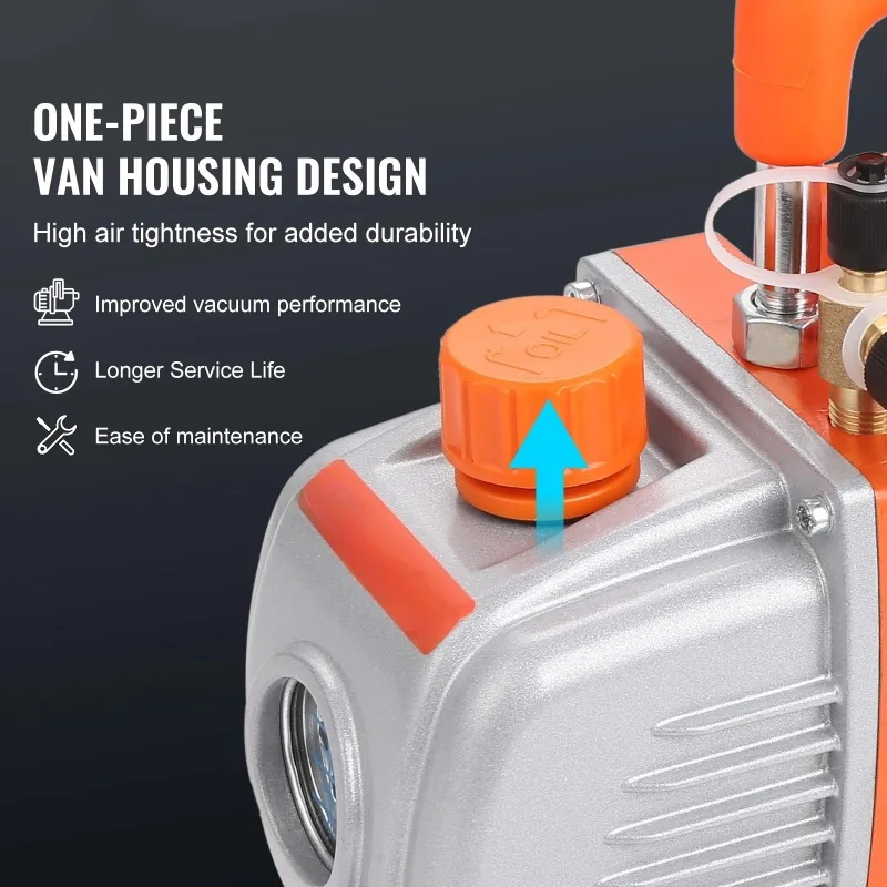 4CFM Single Stage Rotary Vane HVAC Air AC Vacuum Pump & A/C Refrigerant Kit Manifold Gauge Set Air Conditioning