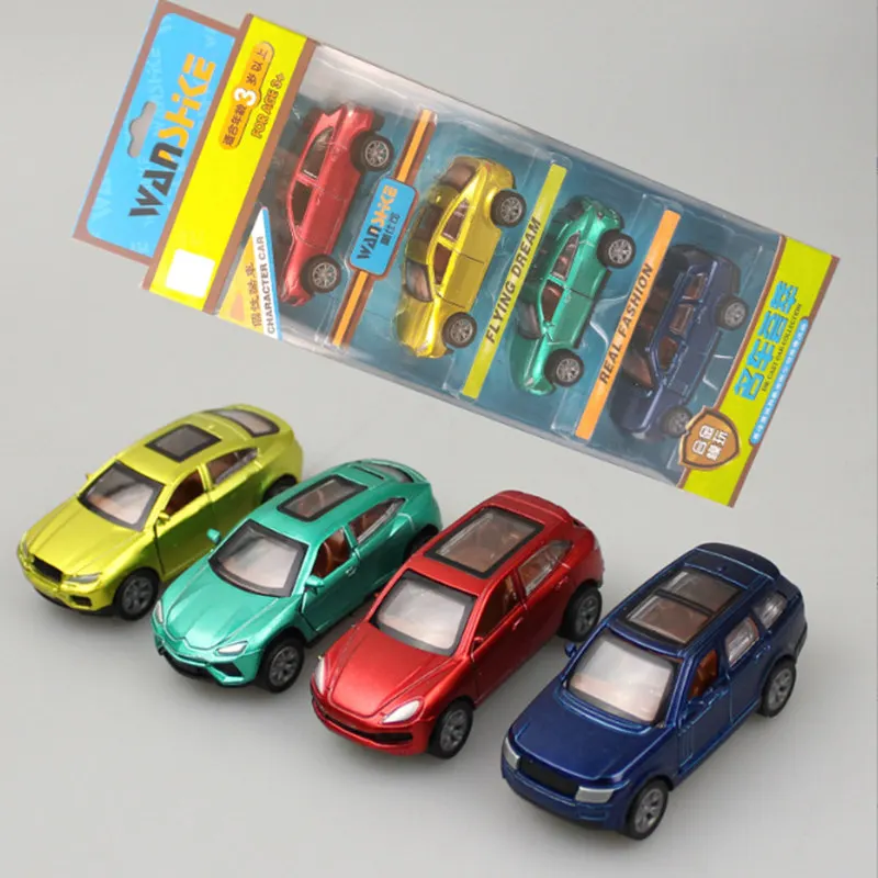 

4PCS Alloy Mini Car Model Diecast Tank School Bus TAXI Police Off-road Vehicles Car Model Miniature Scale Kids Toy Birthday Gift