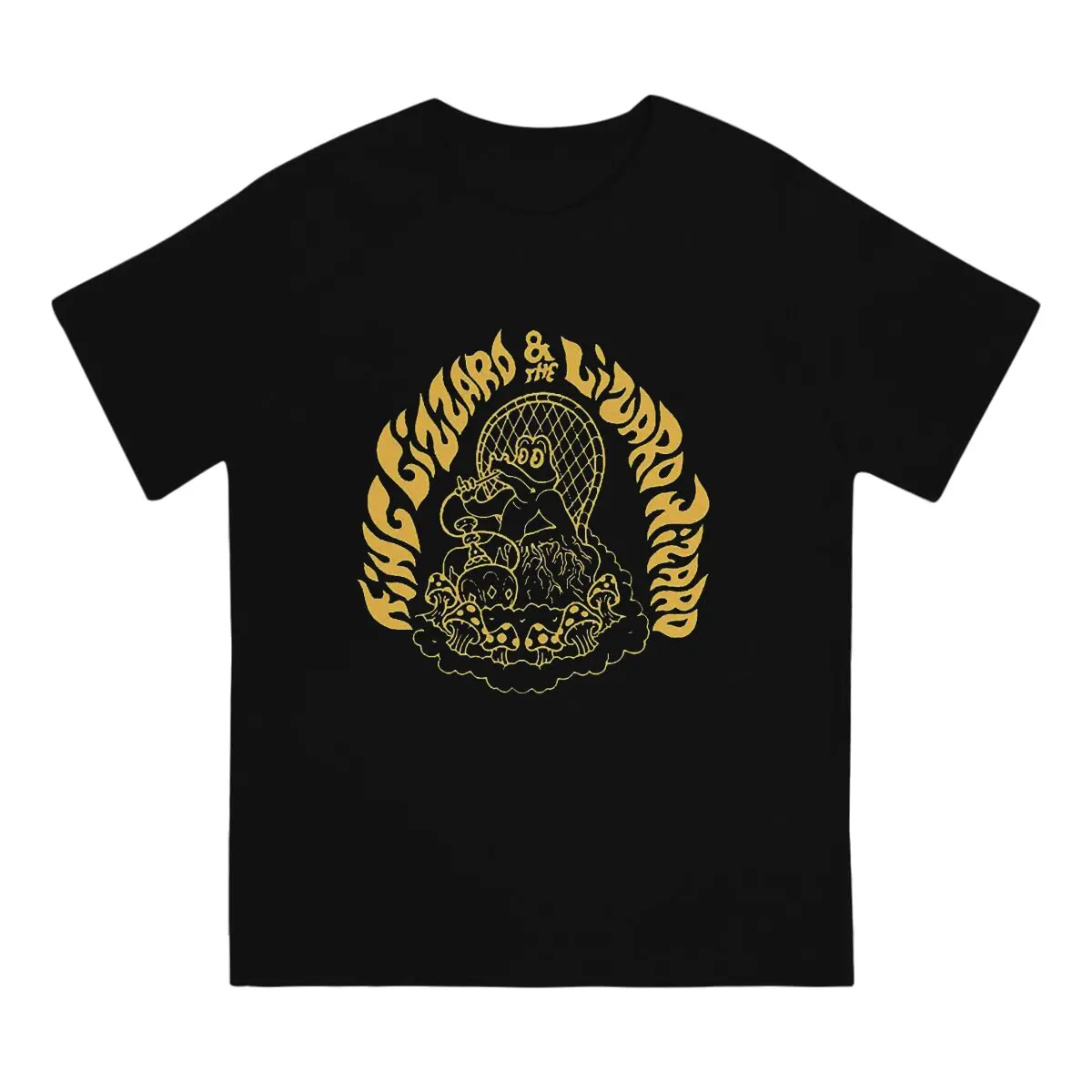 Men T-Shirts Mushroom Novelty Cotton Tees Short Sleeve King Gizzard&The Lizard Wizard Rock Band T Shirt O Neck Clothes Printed