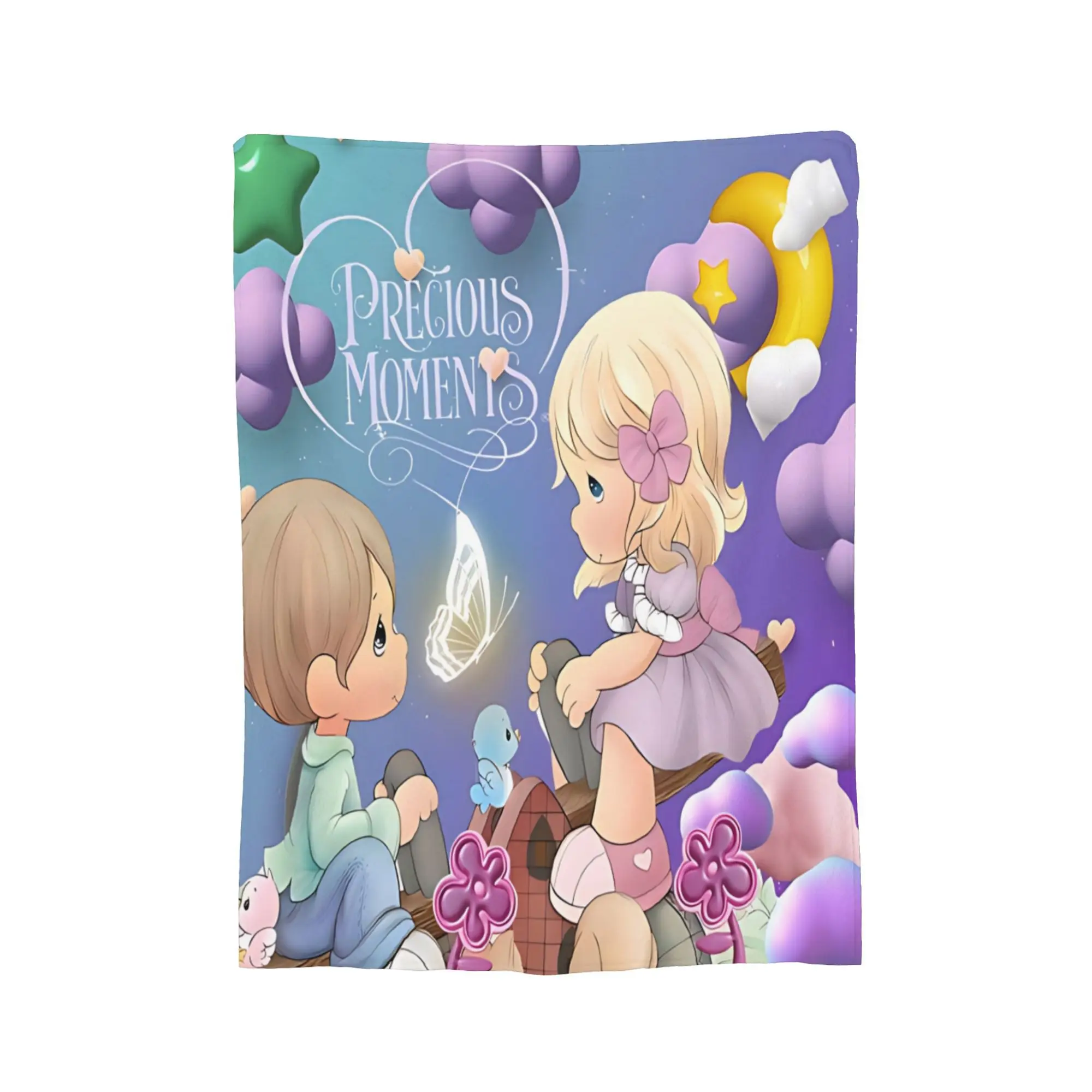 Precious Moments Cartoon Nursery Throw Blanket Cute Baby Girl Boy Decor Plush Throw for Kids Room Nursery Gift
