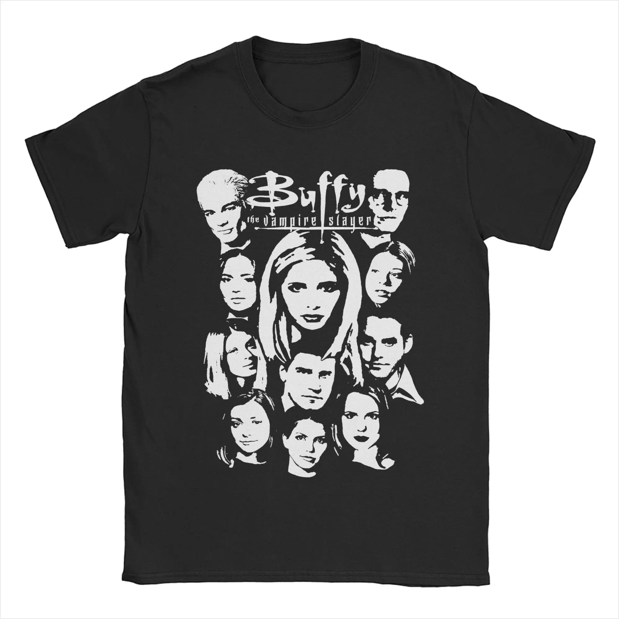 Buffys The Vampire Slayers Horror Movie T Shirt Men Cotton Funny T-Shirts Round Collar  Tees Short Sleeve Clothes Original