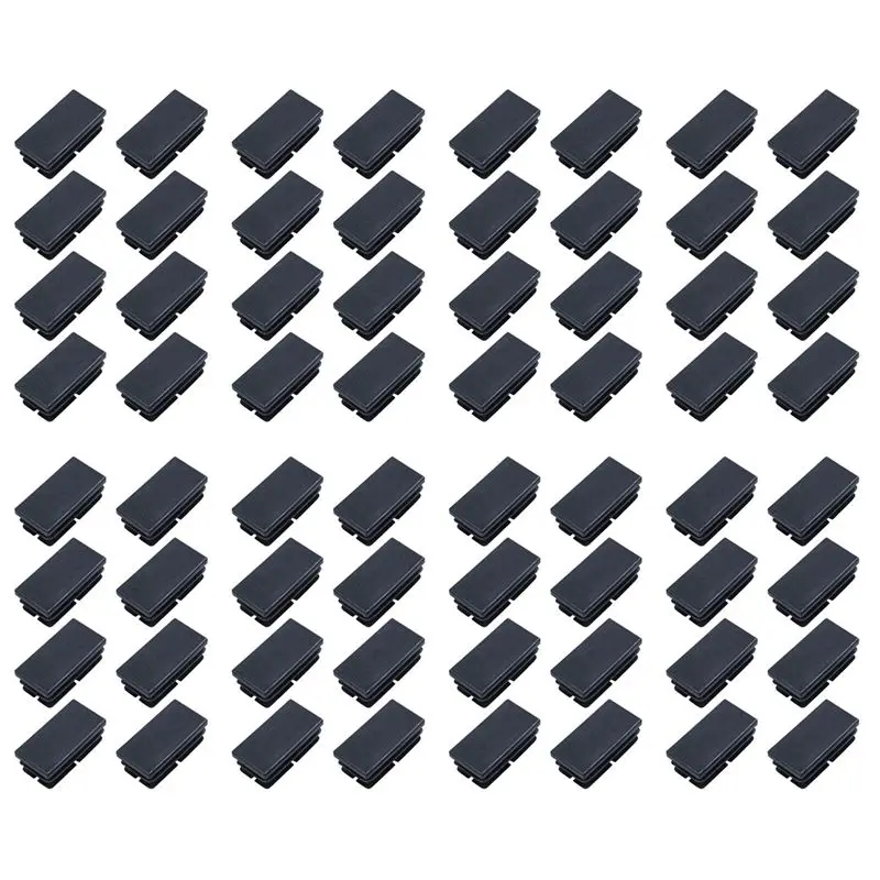 64 Pcs Black Plastic Rectangular Blanking End Caps Inserts 20Mm X 40Mm