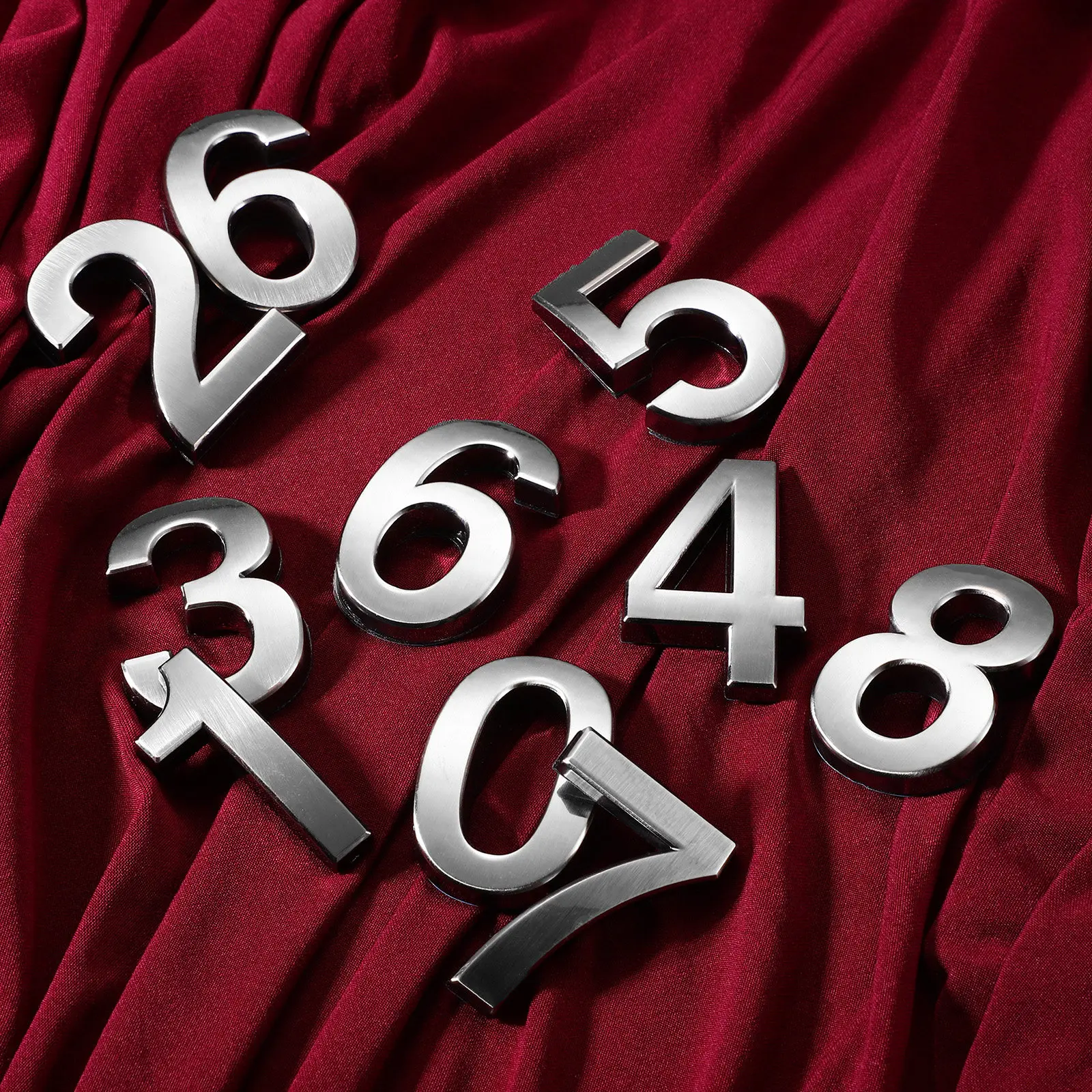 10Pcs Metal Door Numbers Set Electroplated Anti-Corrosion Waterproof Address Signs for Hotel Office Mailbox Gate Number