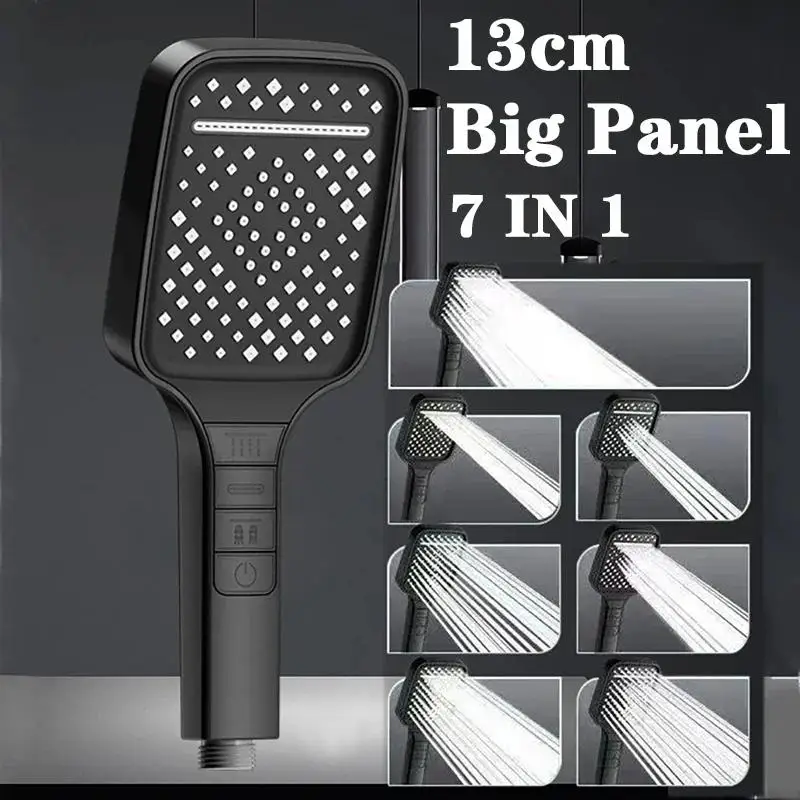 

7 режимов, большая насадка для душа, регулируемая насадка для душа с одним ключом, водосберегающая насадка для душа высокого давления, аксессуары для ванной комнаты