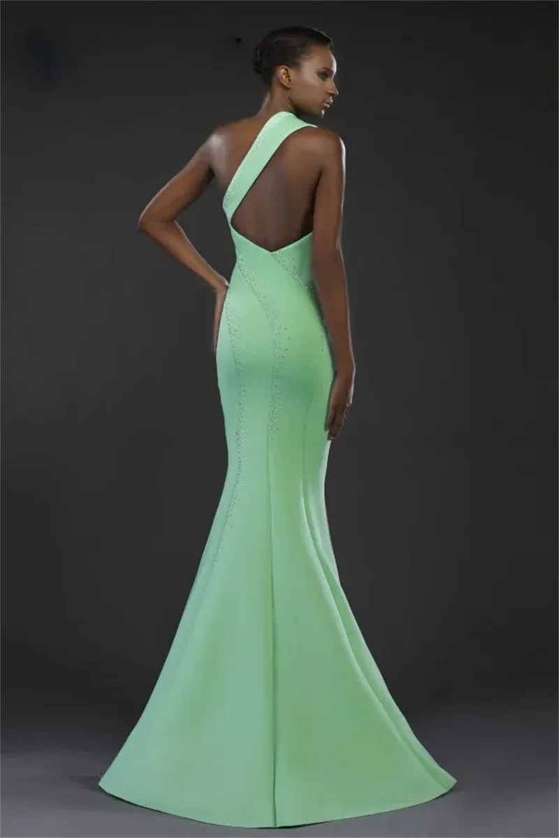 Elegant Mermaid Mother of The Bride Dresses One Shoulder Hollow Crystal Plus Size Wedding Guest Dress Customized