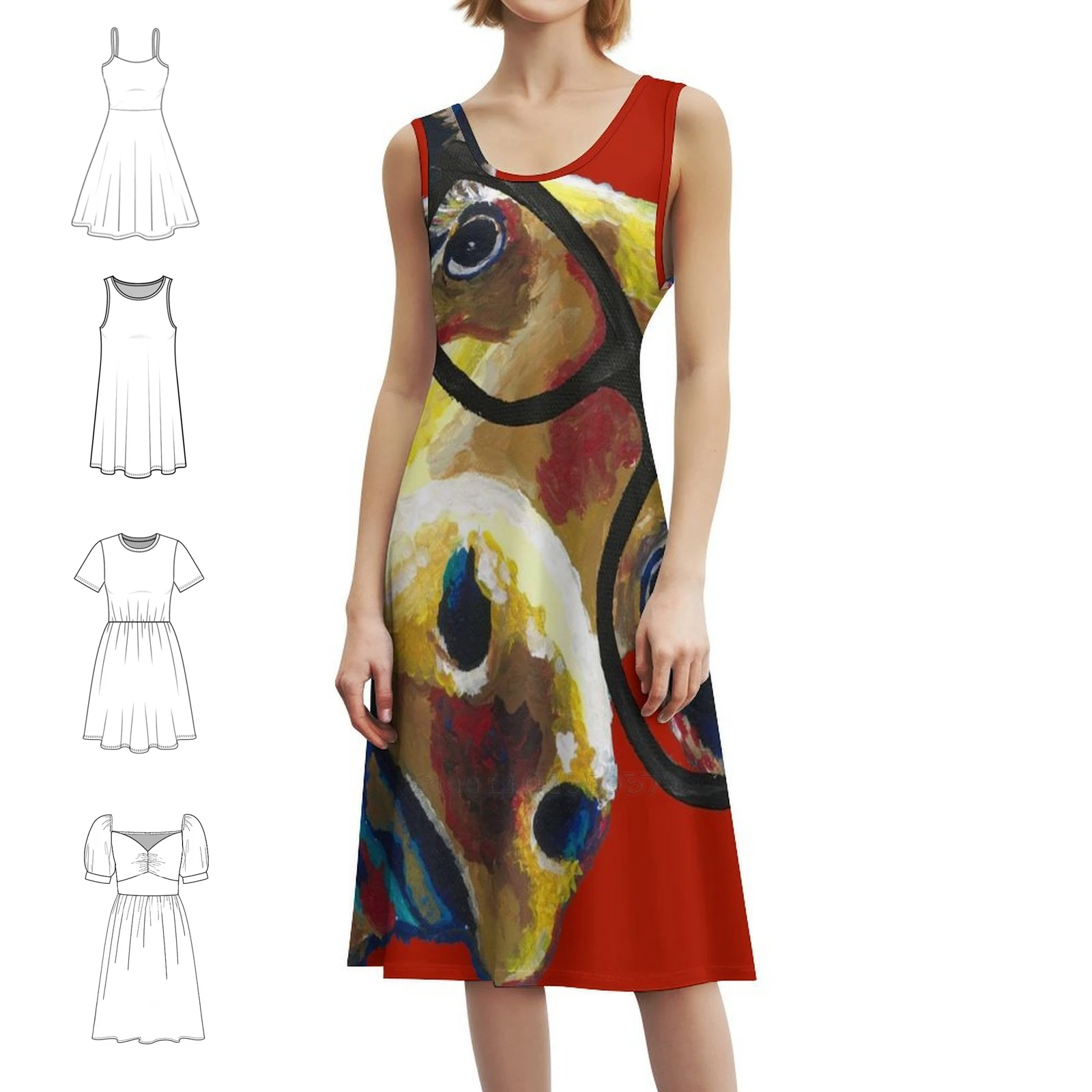 لطيف ملون البقرة الفن البقرة مع نظارات فستان عطلة مثير للنساء شاطئ حفلة عيد ميلاد فستان قصير بقرة البقرة الفن البقرة اللوحة #1