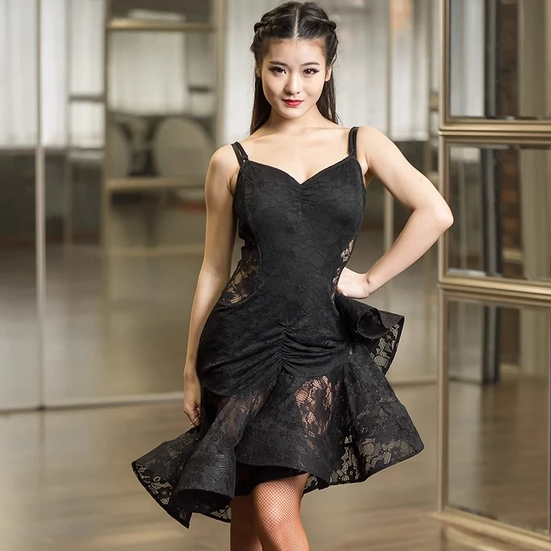 Maßgeschneiderte Camisole-Latin-Tanzkleider für Erwachsene für Damen, Performance-Kleid, Prüfungskleid, Übungskleid